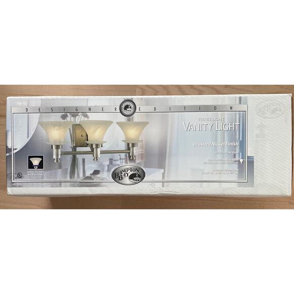 Hampton Bay Three Light Vanity Brushed Nickel Model #394 551 Brand New In Box - Picture 1 of 7